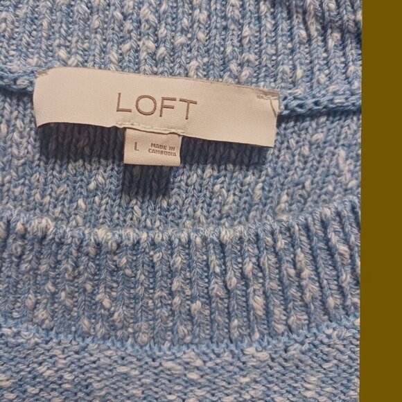 Loft Womens Speckled Knit blouse size large blue color - Picture 3 of 6